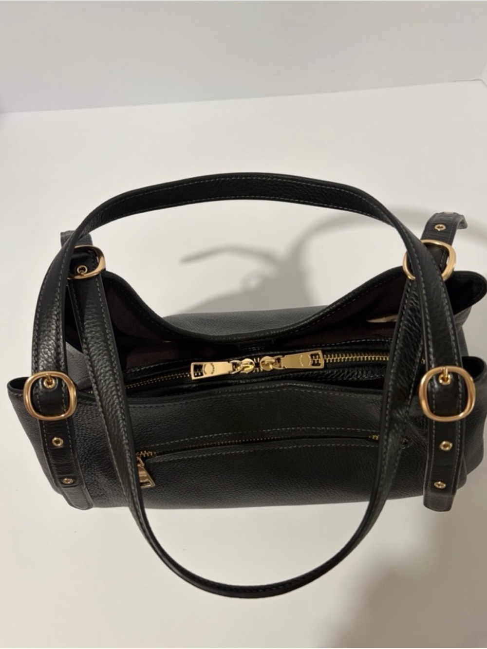 Coach Erin Black Pebbled Leather Hobo Shoulder Bag with Gold Hardware - Picture 2 of 6